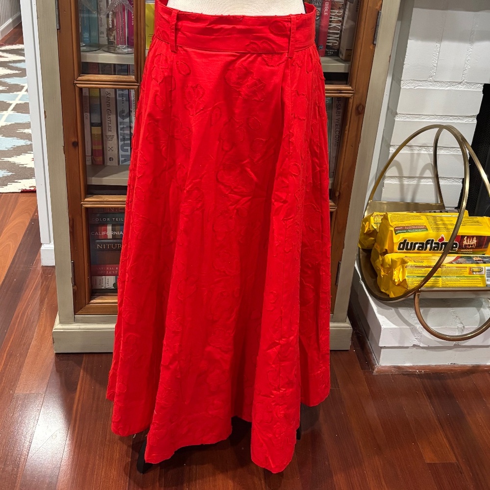Anthropologie x Maeve Sandra Floral Red Belted Skirt, Size US 10/UK 14 - Picture 5 of 11